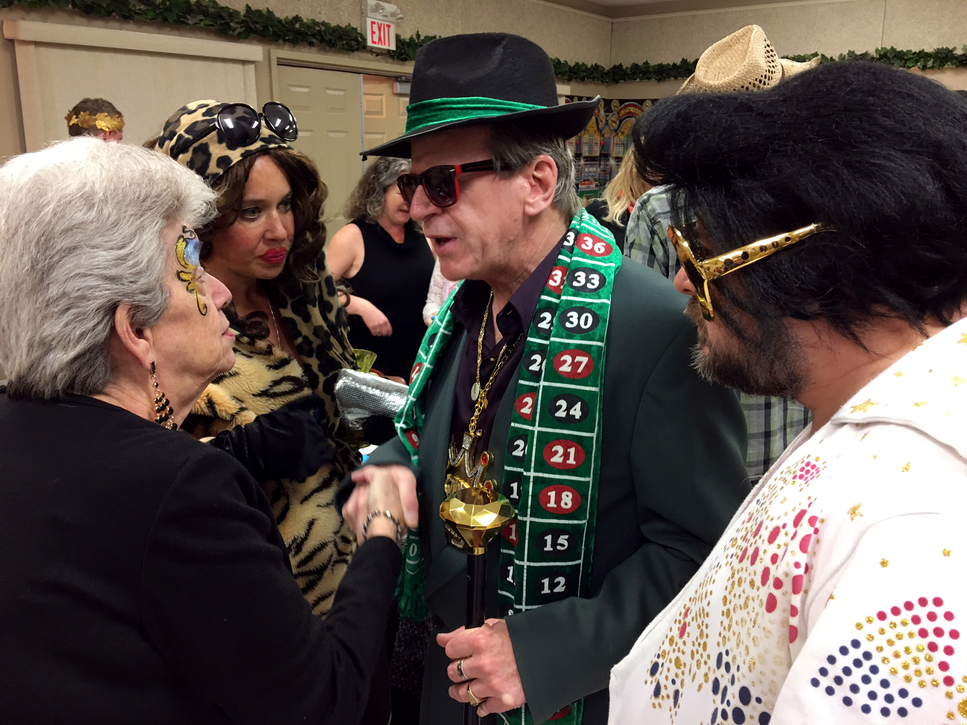 Vegas Vendetta Characters and a dressed up Guest